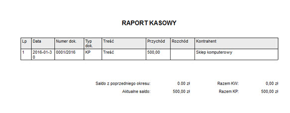 Kasa - Raport kasowy - Program do wystawiania faktur