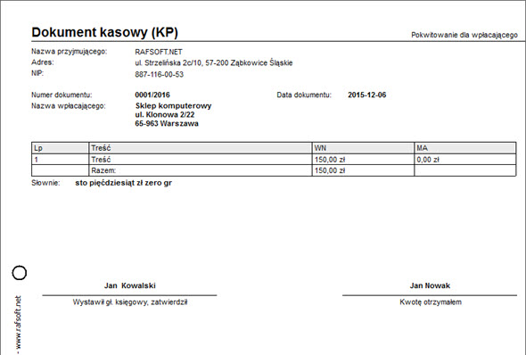 Kasa - Kasa - Druk KP/KW - Dobry program do wystawiania faktur