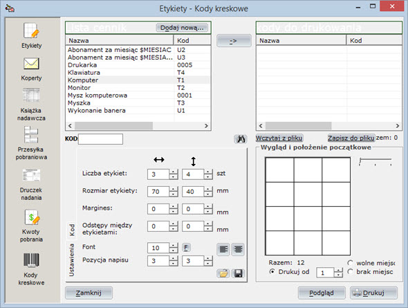 Etykiety - Kody kreskowe - Najprostszy program do faktur