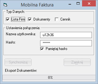 Inne - Mobilna Faktura - Synchronizuj - Program faktura