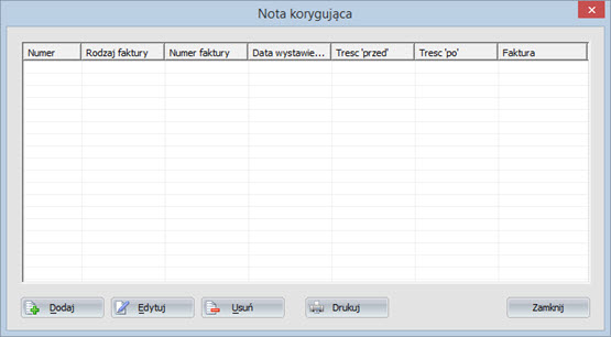 Druki firmowe - Nota korygująca - Program fakturowania