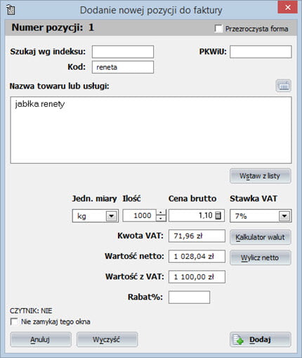 Fundusz<br>promocji - Program faktura