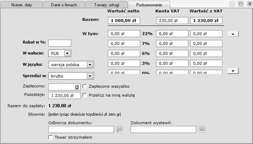 Faktury - Dokument - Nowy dokument zakupu - formatki - Najlepszy program do faktur