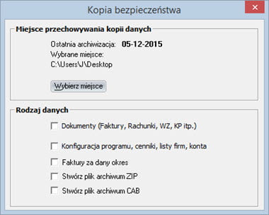 Podstawowe - Zapasowa Kopia Bezpieczeństwa - Program fakturowania