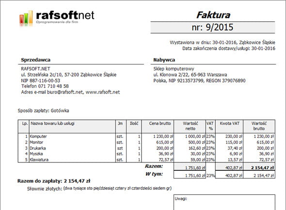 Szybkie wystawianie faktur - Program do wypisywania faktur